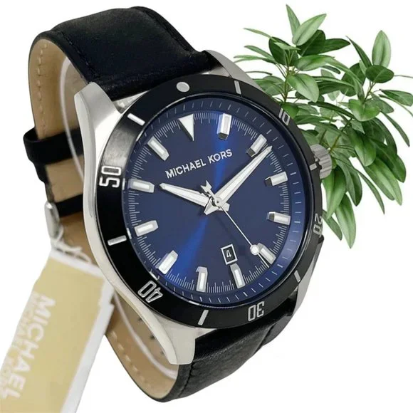 NWT MICHAEL KORS Layton Three-Hand Date Leather MK8854 Watch Michael Kors Layton Stainless Steel Case Analog Wristwatches  main image 3